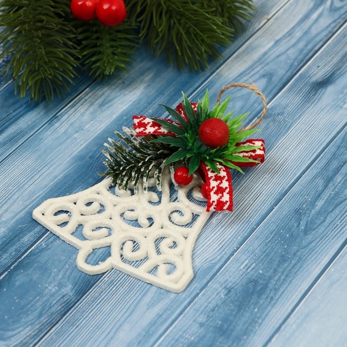 Украшение ёлочное Украшение ёлочное "Колокольчик ажур" 7х8 см, белый