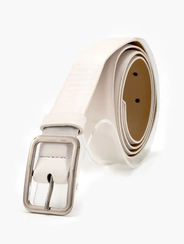 Ремень женский Classic 110&times;3 см, пряжка металл, серебристая, белый