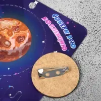 Брошь деревянная «Космос» Юпитер, цветной