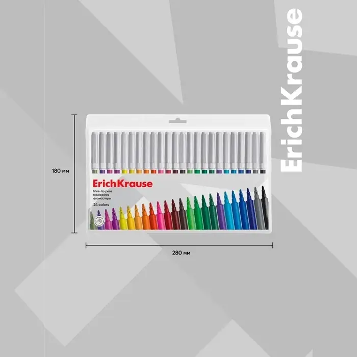 Фломастеры 24 ErichKrause, вентилируемый колпачок, в футляре с европодвесом