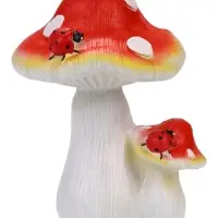 Садовая фигура из полистоуна &laquo;Мухомор с божьей коровкой&raquo;, 15&times;15&times;21 см