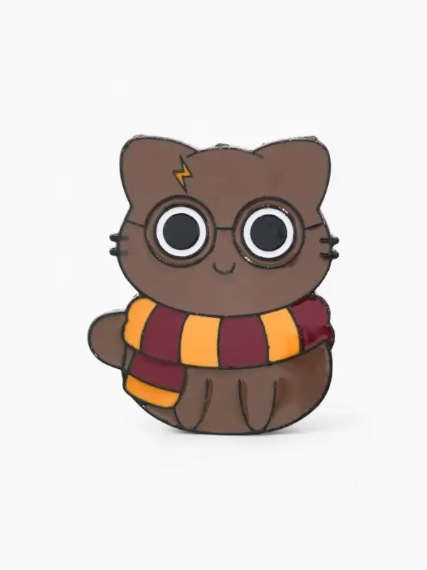 Значок &laquo;Котик&raquo;, из Гриффиндора, цветной в чёрном металле