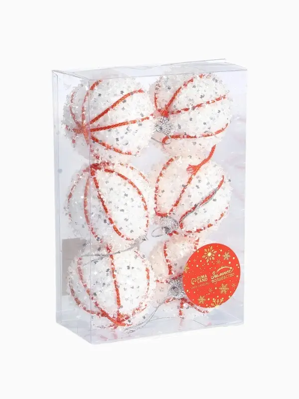 Ёлочные игрушки &laquo;Вилей&raquo;, шары новогодние, d=6 см, 6 шт., белый