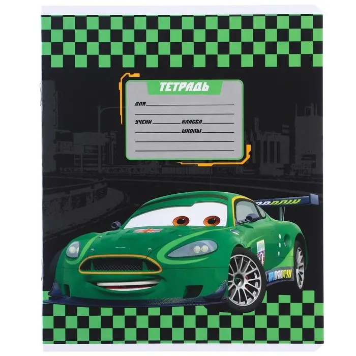 Тетрадь в линейку 12 листов, 5 видов МИКС, обложка мелованный картон, &laquo;Тачки&raquo;