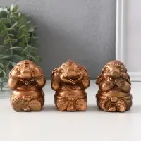 Набор фигурок &laquo;Слон ничего не вижу, не слышу, не говорю&raquo;, 3 шт., бронза, 7 см