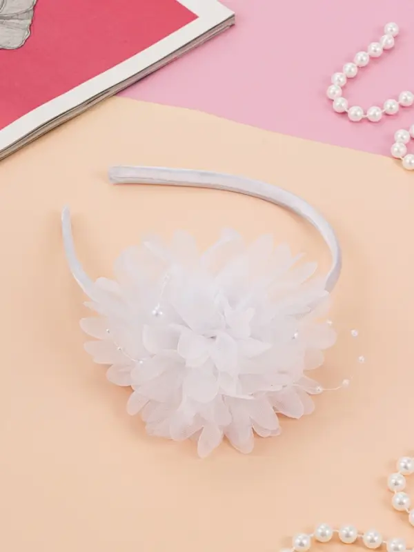 Ободок для волос &laquo;Малышка&raquo;, пышный цветок, 0.9 см, белый