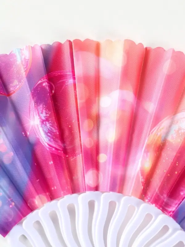 Веер пластик, текстиль  Веер пластик, текстиль "Пузырьки" МИКС 23 см