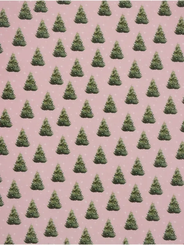 Бумага упаковочная глянцевая &laquo;Ёлки на розовом&raquo;, 70&times;100 см
