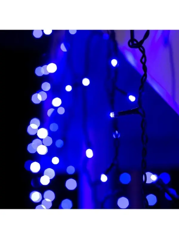 Гирлянда &laquo;Бахрома&raquo; 4&times;0.6 м, IP44, тёмная нить, 180 LED, свечение синее, 8 режимов, 220 В