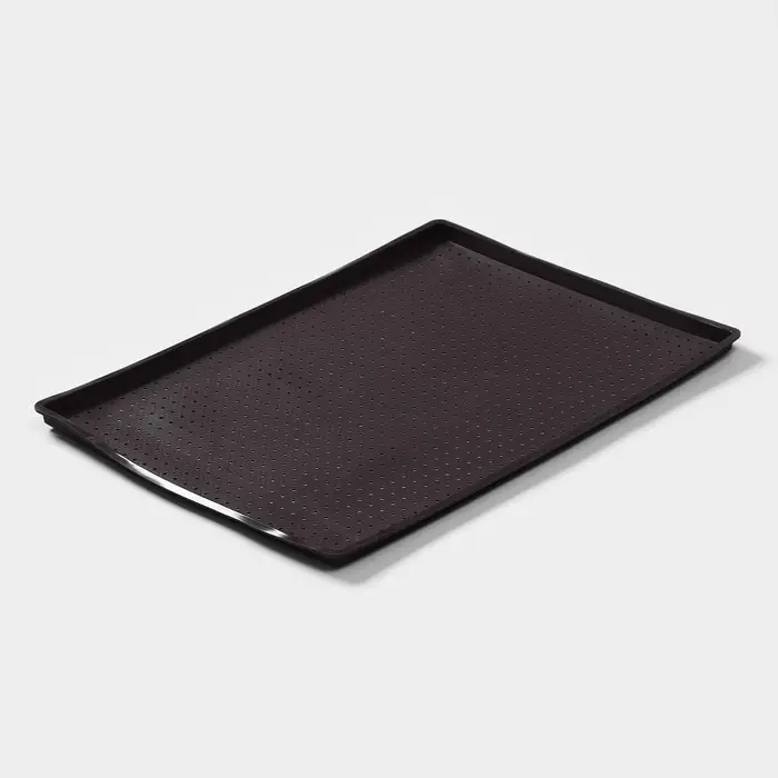 Коврик перфорированный прямоугольный Доляна, силикон, 40&times;31&times;1 см, тёмно-коричневый