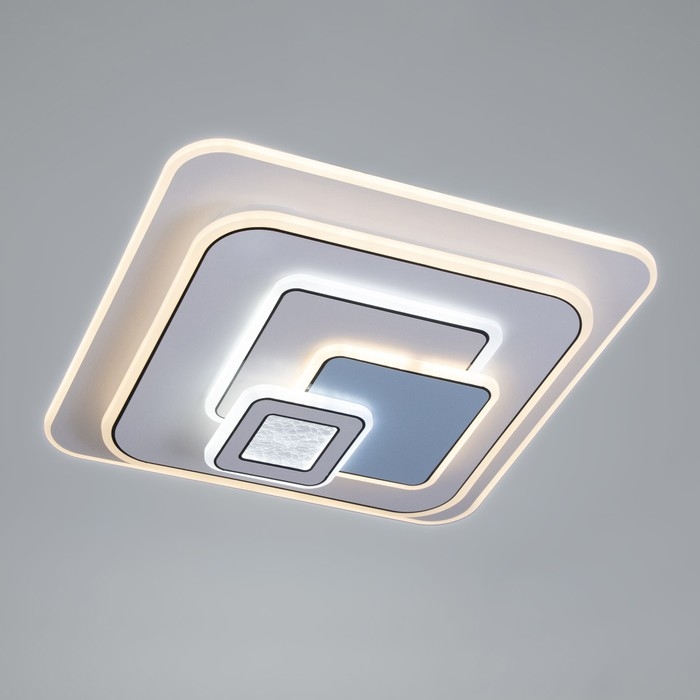 Люстра с ПДУ Люстра с ПДУ "Квадраты" LED 160Вт чёрный-белый-голубой 49х49х10 см