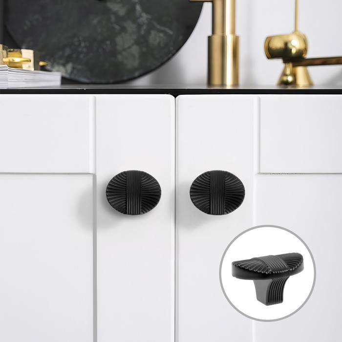 Ручка-кнопка CAPPIO, цинк, d=35 мм, цвет черный, 8 шт. Ручка-кнопка CAPPIO, цинк, d=35 мм, цвет черный, 8 шт.