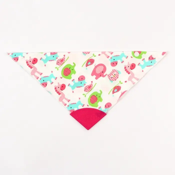 Нагрудник-бандана/слюнявчик для кормления Крошка Я, непромокаемый, с прорезывателем, на кнопке, розовый, МИКС