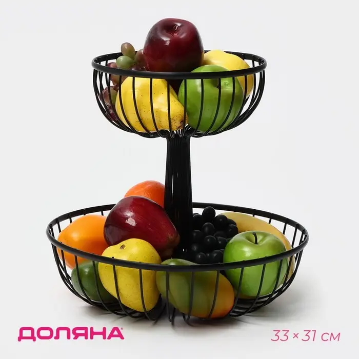 Фруктовница Доляна &laquo;Эстетика&raquo;, 33&times;33&times;30.5 см, чёрная