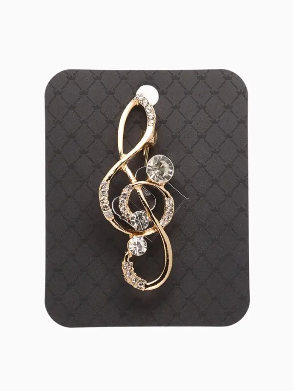 Брошь &laquo;Нота. Скрипичный ключ&raquo;, белая в золоте