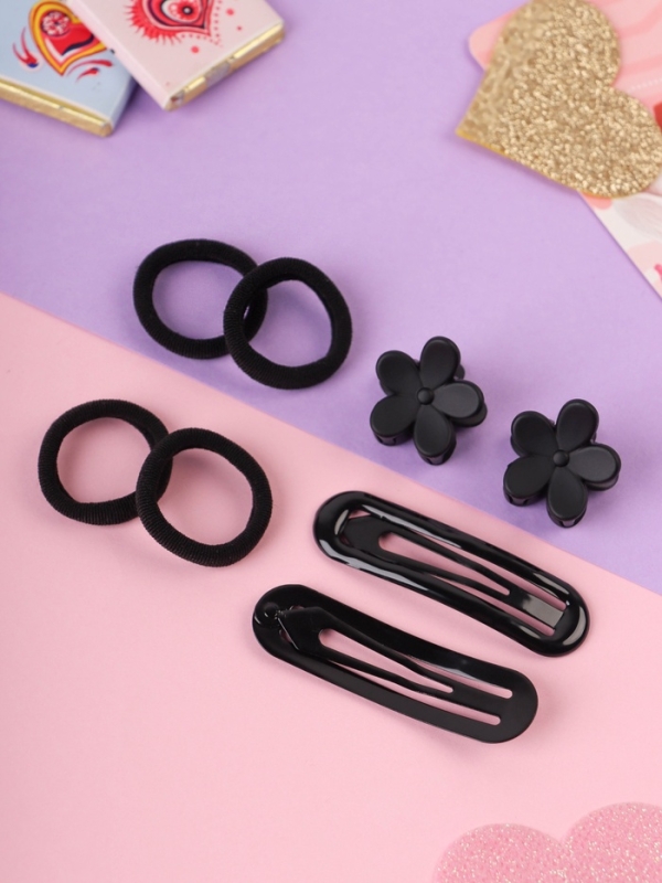 Набор для волос Набор для волос "Эстер" (10 резинок, 2 см, 4 краба 2 см, 2 невидимки 6 см) цветок, чёрный