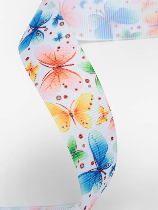 Лента репсовая &laquo;Бабочки&raquo;, 25 мм, 18&plusmn;1 м, разноцветная