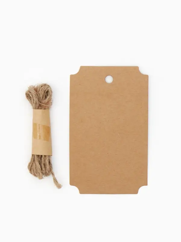 Ценник-бирка набор 10 шт., на верёвке, 9×5,5 см, цвет бежевый