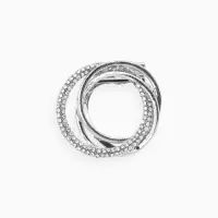 Зажим для платка "Узоры" круг, цвет белый в серебре