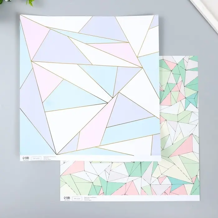 Бумага для скрапбукинга двусторонняя золото "Треугольники" плотность 180 гр 30,5х32 см