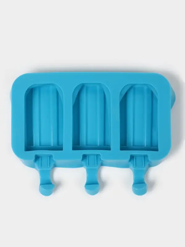 Форма для мороженого &laquo;Эскимо макси&raquo;, силикон, 19.5&times;14.5&times;2.5 см, 3 ячейки (8.2&times;4.6 см), МИКС