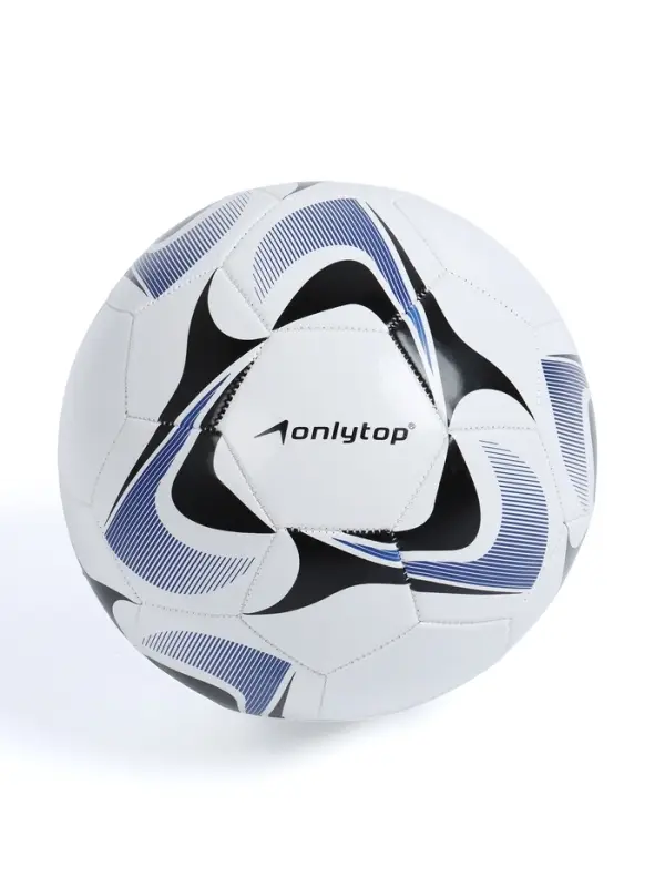 Футбольный мяч ONLYTOP, машинная сшивка, 32 панели, р. 5, PVC, резиновая камера, белый, голубой