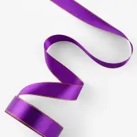 Лента атласная, с золотым люрексом, 25 мм, 23&plusmn;1 м, фиолетовая, №35