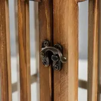 Деревянный подсвечник - фонарь на 1 свечу &laquo;Витраж&raquo;, корица и медь набор 2 шт. 41.5&times;15.5&times;15.5, 58&times;22&times;22 см