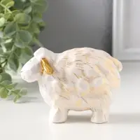 Сувенир полистоун "Барашек" белый с золотом 5,5х12х8 см