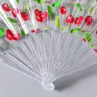 Веер складной пластик &laquo;Вишенки&raquo;, блеск, 23 см