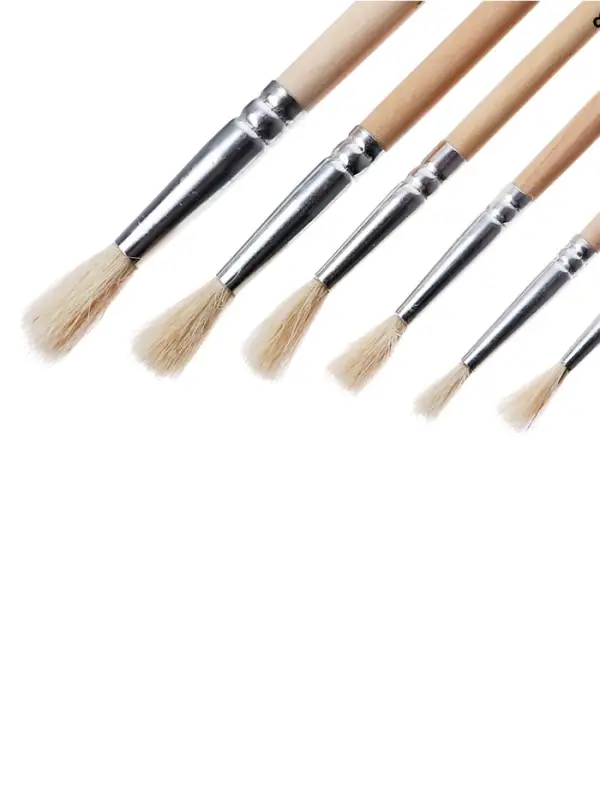Набор кистей для рисования, коза, 6 штук: № 2, 4, 6, 8, 10, 12, круглые, деревянная ручка, международный размер