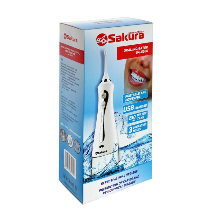 Ирригатор Sakura SA-5560, портативный, 230 мл, 3 режима, 1200 импульсов/мин, АКБ Ирригатор Sakura SA-5560, портативный, 230 мл, 3 режима, 1200 импульсов/мин, АКБ