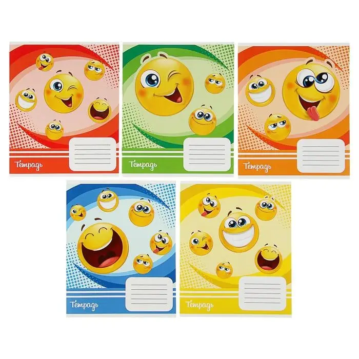 Тетрадь 18 листов в клетку Calligrata &laquo;Смайлики&raquo;, обложка мелованный картон, МИКС
