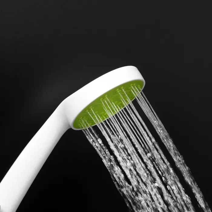 Лейка для душа ZEIN Z0207, 1 режим, пластик, белая, с, зелёная, вставка