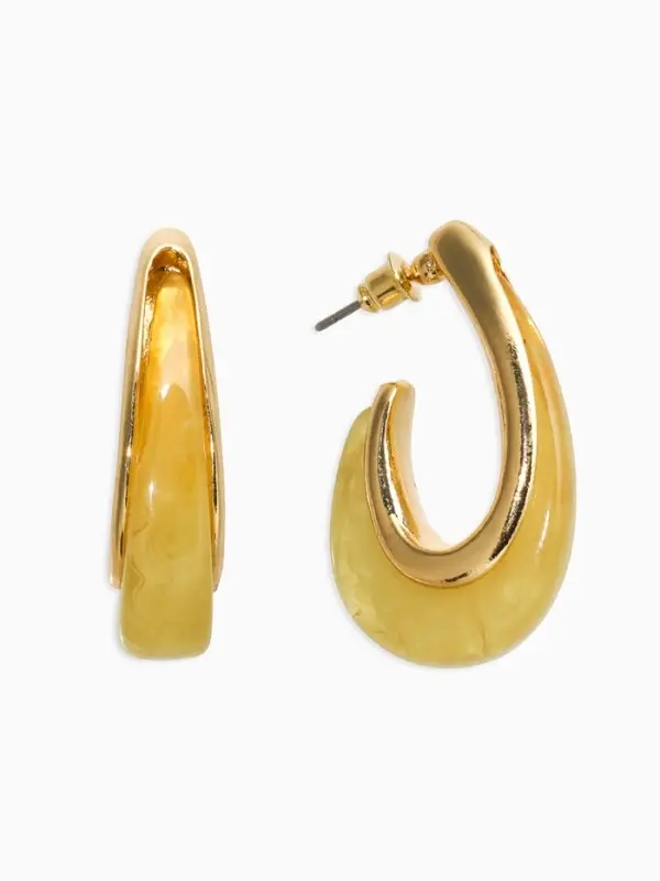 Серьги акрил &laquo;Петля&raquo;, жёлтые в золоте