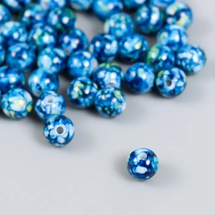 Бусины для творчества пластик Бусины для творчества пластик "Мраморные. Сапфир" d=0,8 см набор 20 гр
