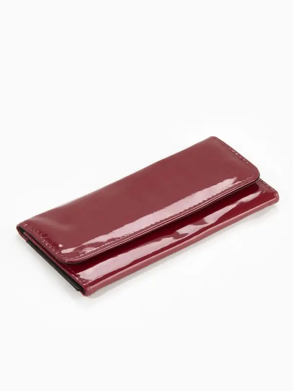 Кошелёк женский на магните, 19.5&times;2.5&times;9 см, лаковый, бордовый