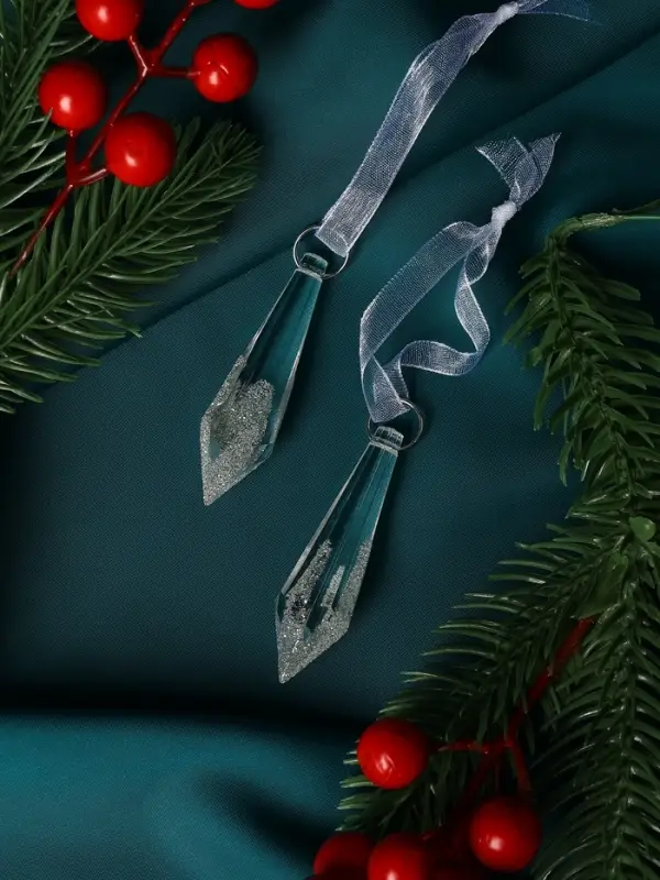 Украшение ёлочное Украшение ёлочное "Льдинка" (набор 2 шт) сосулька грани, 6,5х1 см, прозрачный