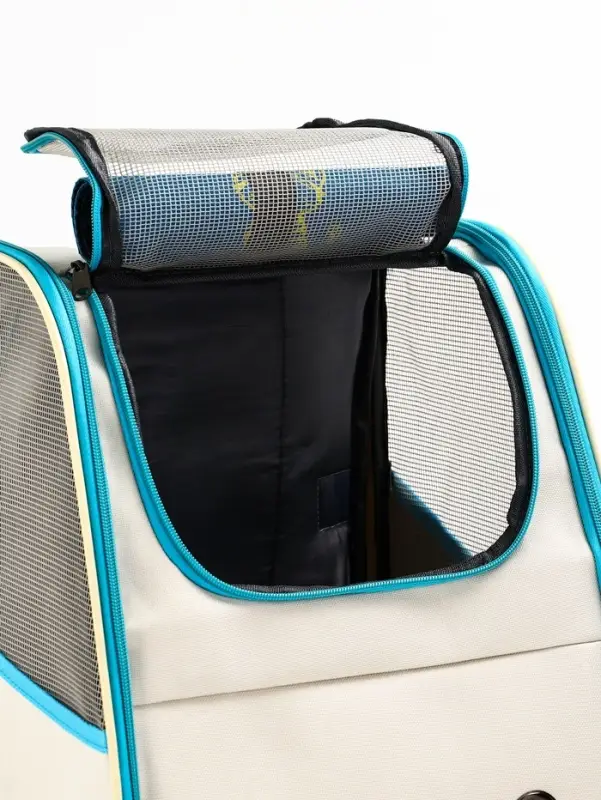 Рюкзак для переноски кошек и собак, 32&times;28&times;38 см, прозрачный, белый, синий