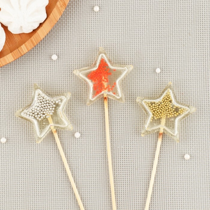 Силиконовый молд для леденцов и шоколада «Погремушка Звезды», цвет прозрачный Силиконовый молд для леденцов и шоколада «Погремушка Звезды», цвет прозрачный