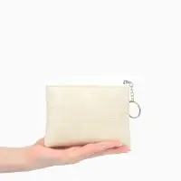 Кошелёк-монетница на молнии, однотонный, 15&times;0.5&times;11 см, бежевый