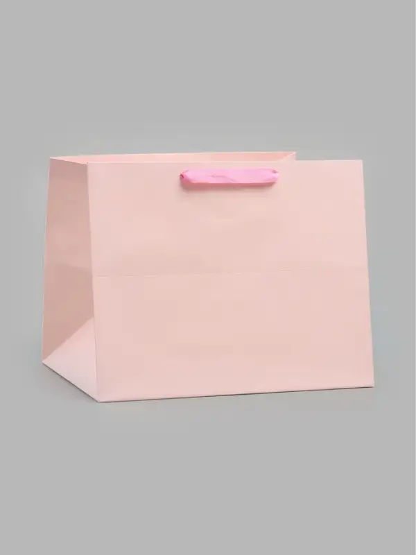 Пакет подарочный с широким дном 35&times;29&times;28 см, розовый