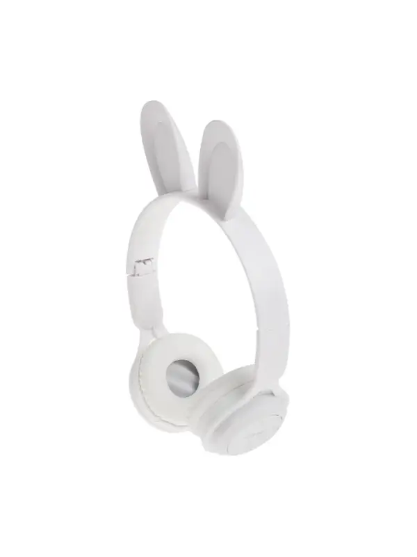 Наушники детские, беспроводные, накладные, с ушками зайца, Y08R, Bluetooth 5.1, с микрофоном, с подсветкой, 400 мАч, белые