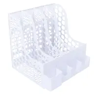 Лоток для бумаг Calligrata, А4, вертикальный, с отделениями для пишущих принадлежностей, 8 отделений, белый