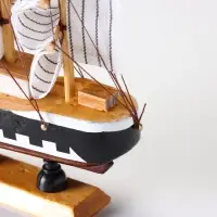 Сувенирная модель корабля &laquo;Фараон&raquo;, борты чёрные, каюты, 3 мачты, белые паруса в полоску