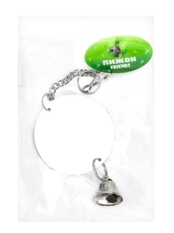 Игрушка для птиц "Зеркало двойное" с колокольчикам, 23 х 7 см