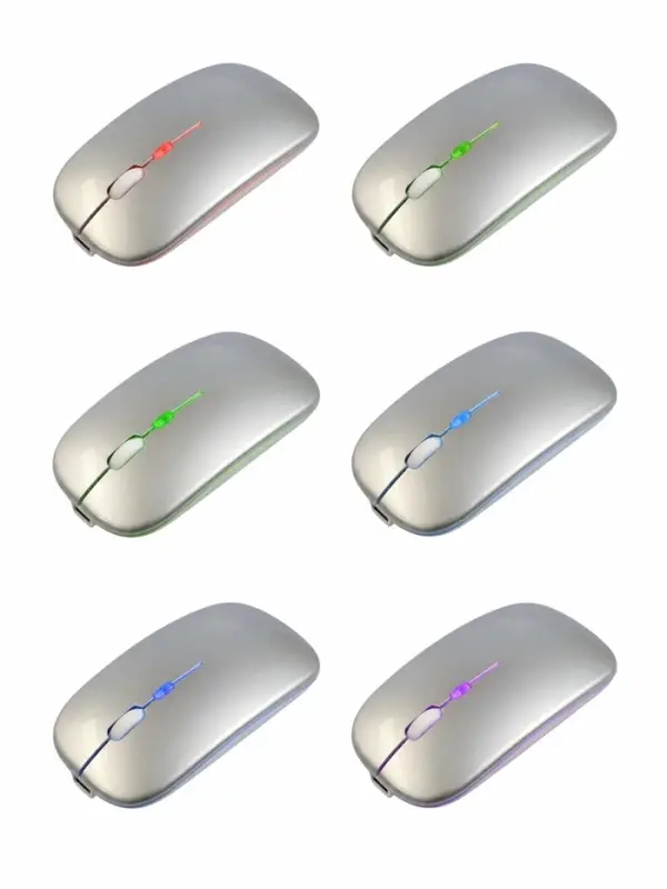 Мышь MB-2.4 беспроводная, оптическая, подсветка, 800-1600 dpi, USB, Bluetooth, серебристая