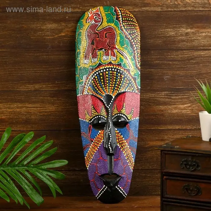 Маска дерево Маска дерево "Абориген жираф" 3х12х50 см