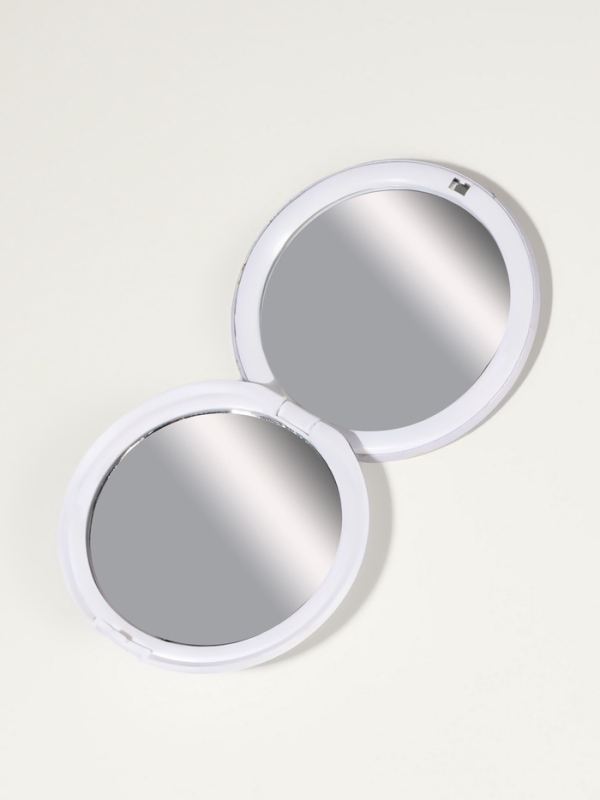 Зеркало складное «Птички», d = 7,3 см, с увеличением, цвет сиреневый