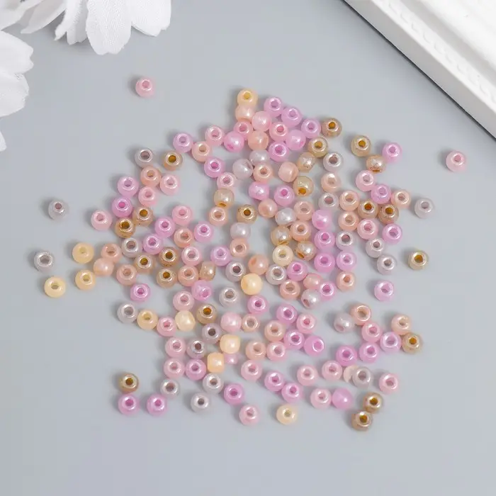 Бисер стекло 6/0  Бисер стекло 6/0 "Карамельно-розовый меланж" 10 гр